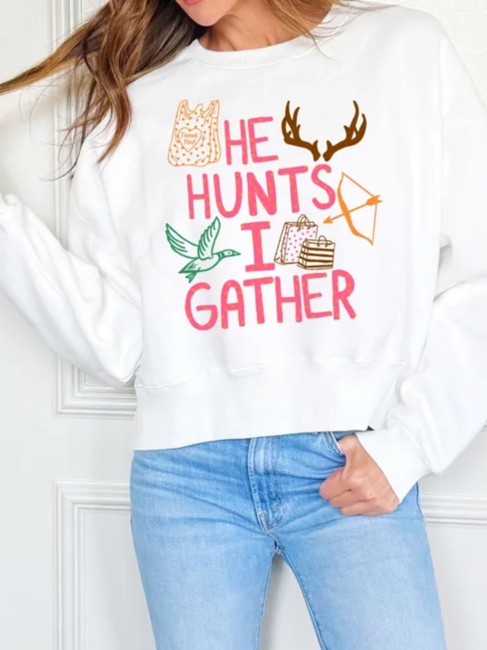 Poppy & Pine He Hunts I Gather Oversized Sweatshirt L/XL - Picture 10 of 10